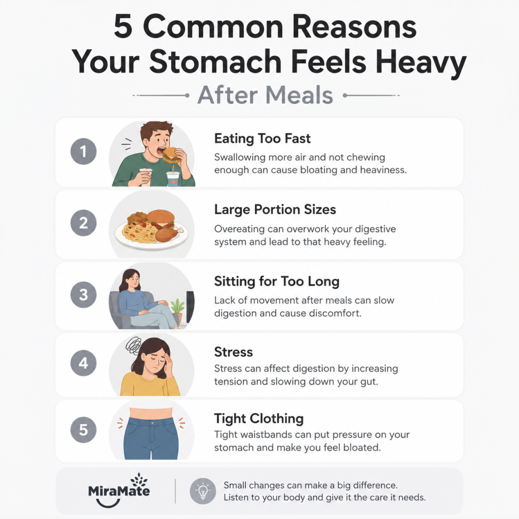 Five reasons for abdominal heaviness after meals